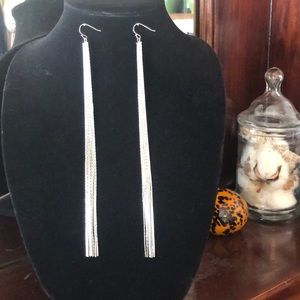 Silver Long Multiple Chain Earrings